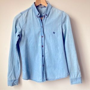 Beymen Club Chambray Blue Long Sleeves Button Down Shirt Women Sz S Small Cotton